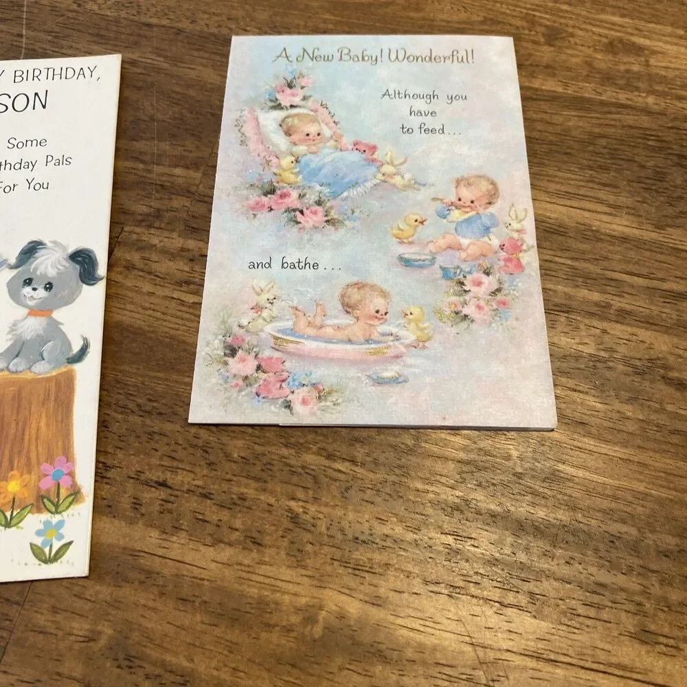 Vintage Greeting Cards Lot Of 12 Birthday Boy Girl New Baby Anthropomorphic